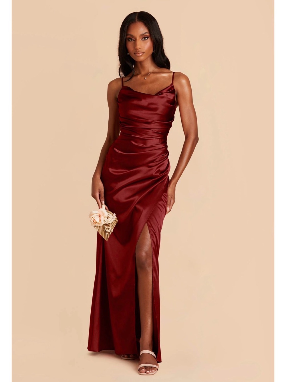 Birdy Grey Lydia Matte Satin Dress XS Berry Bridesmaid Formal Maxi NWT